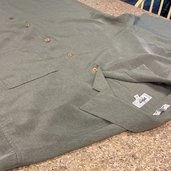 Pavo by Lastrada Men’s Short Sleeve Large Polyester Green Shirt Buttons - Picture 4 of 17